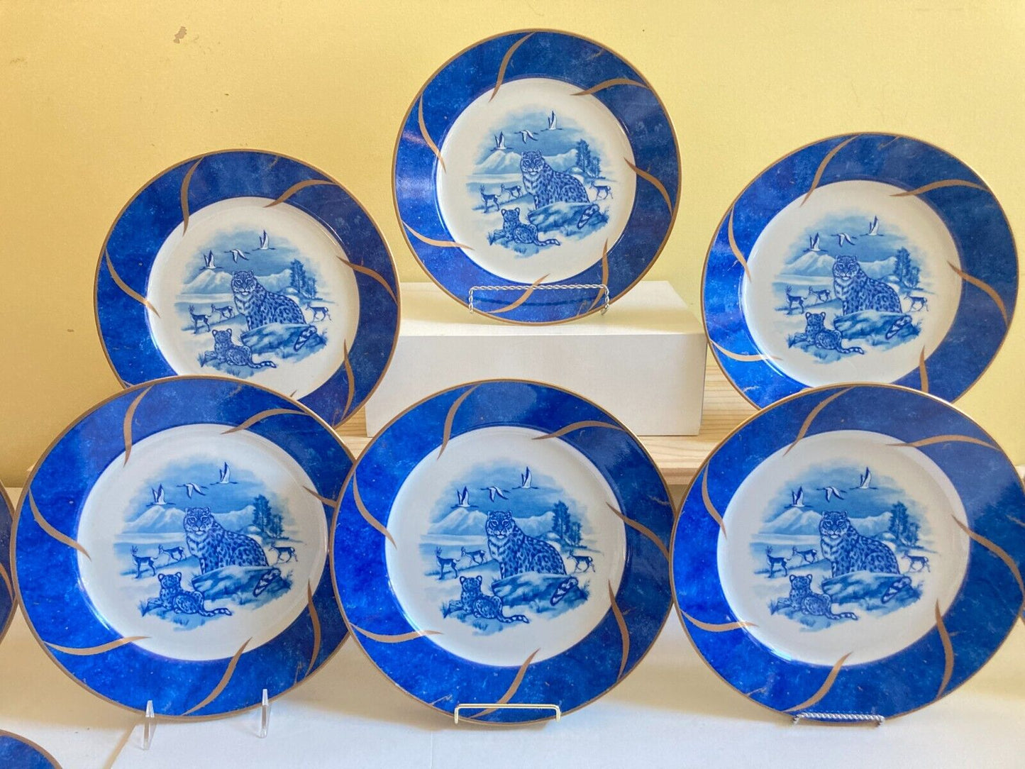 ONE Lynn Chase Leopard Lazuli Dinner Plates w/gold accents, price for 1 plate!