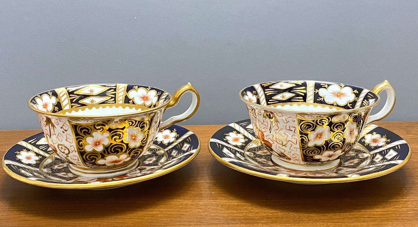 Royal Crown Derby "traditional Imari"(2451) large teacup and saucers, set of 2 (4pcs). Mint condition