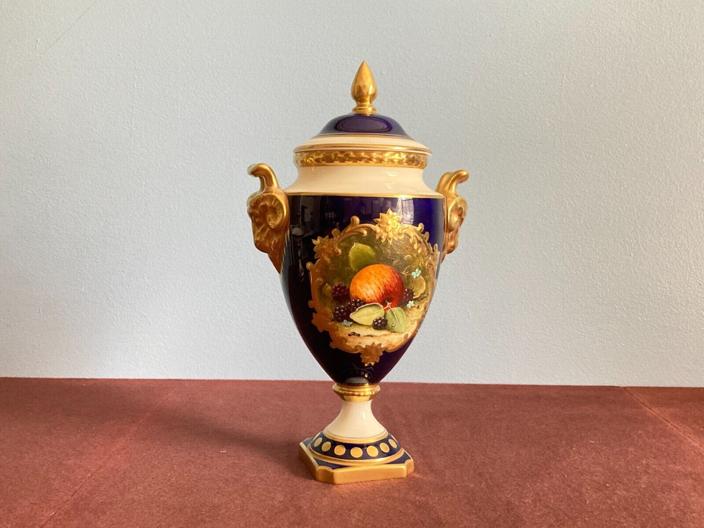 Stunning Coalport Urns/Vase, cobalt blue w/ gold accent, handpainted and Signed