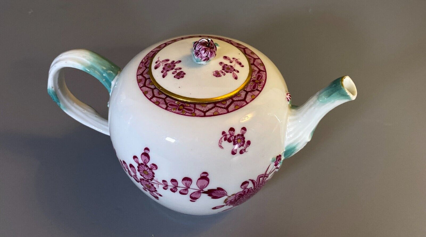 ca.1775 Meissen handpainted purple floral coffee/ tea set, turquoise handle,rare