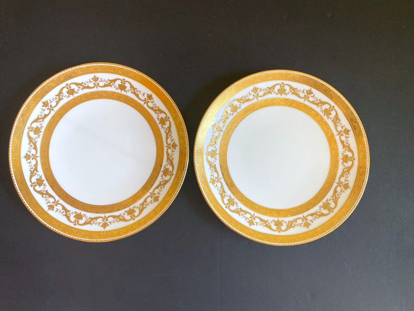 Set of 6 Mintons for Gilman Collamore New York cabinet plates,heavy gold encrust