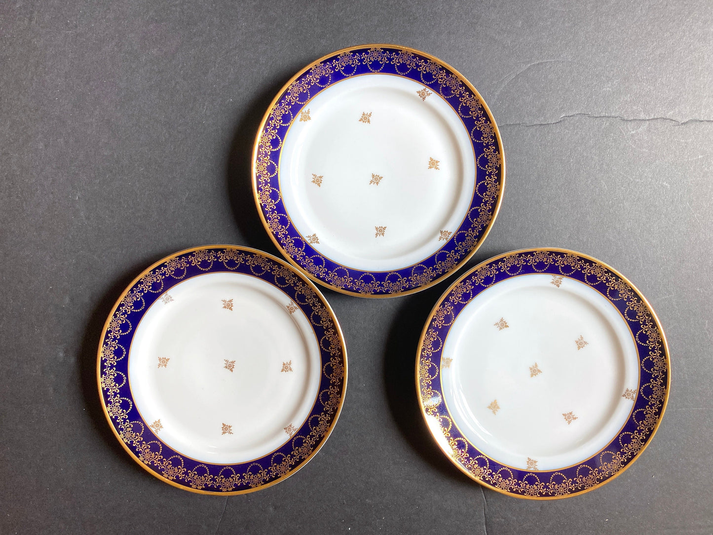 Johann Haviland Bavaria cobalt blue and gold accent plates, set of 11, by Johann Haviland Bavaria,ca.1930-50, mint, very rare