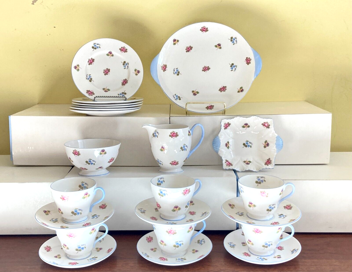 England Shelley porcelain "Rose Pansy, Forget-Me -Not" Tea service, 36pcs