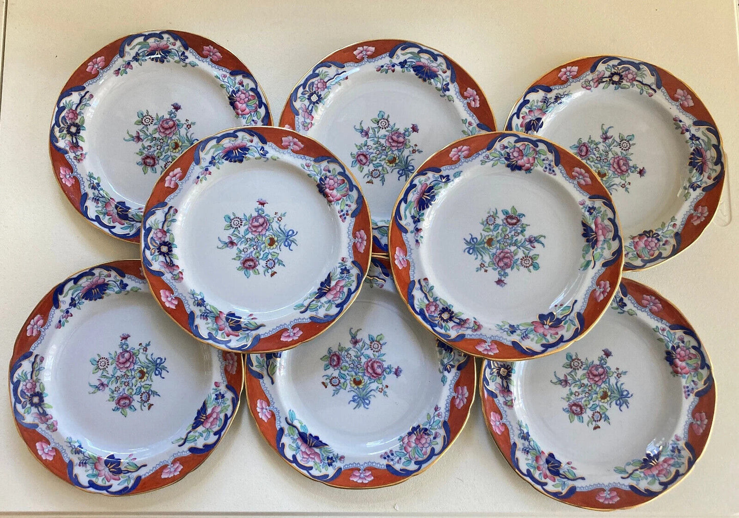 Ca.1891-1900, Set of 8 Spode Copeland for Tiffany & Co. plates 8 3/4’”, rare