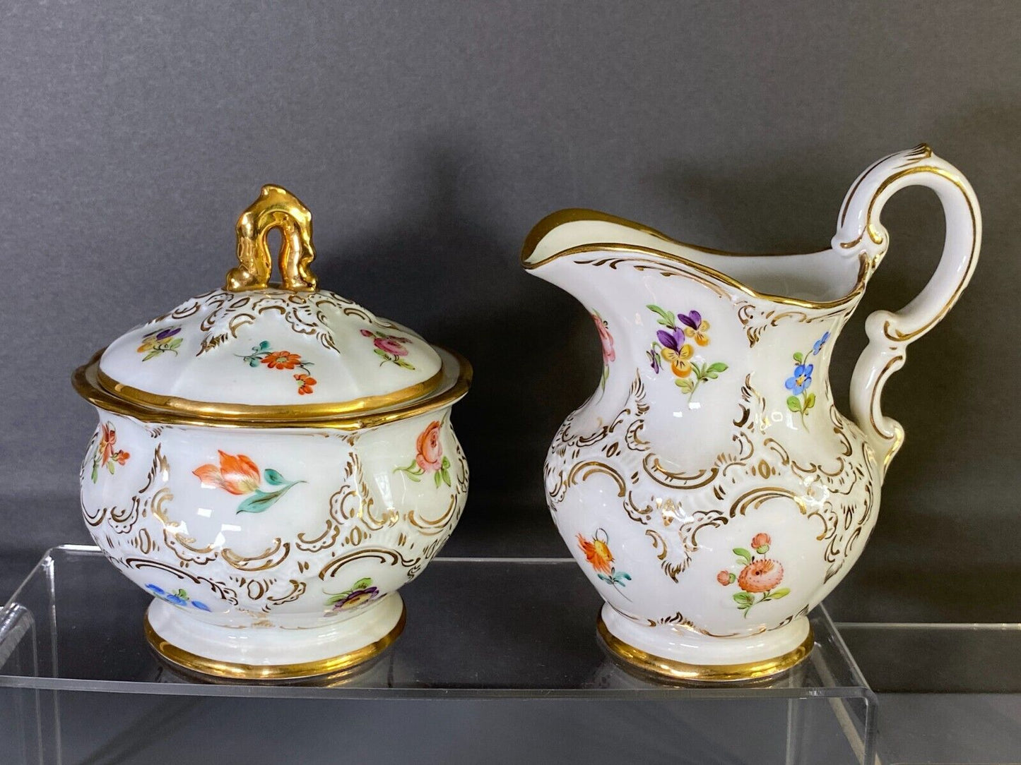 Meissen B shape coffee set for 6, scattered and 24k gold encrusted,1st quality