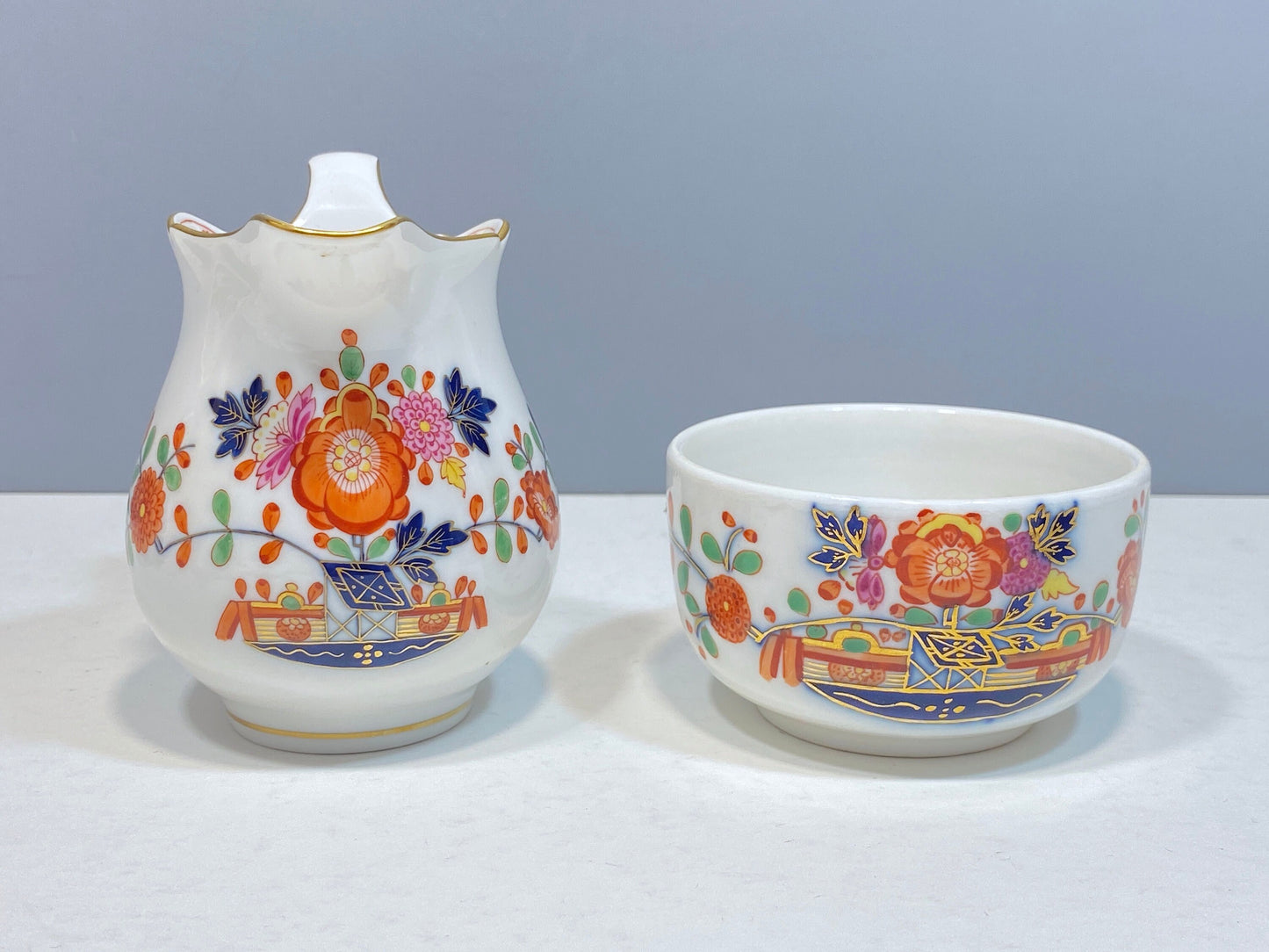 Antique Meissen tea Service with oriental style decoration, 1st Choice, 7 pcs set, ca.1816-1860, excellent