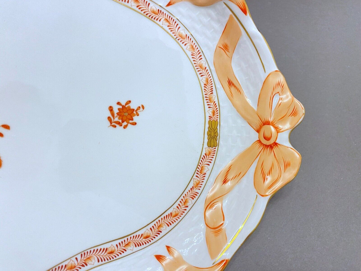 Herend "Chinese Bouquet"Rust Large Oval Ribbon Platter/Tray 16'' x 11" (400/AOG)