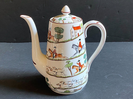 Crown Staffordshire "Hunting Scene" coffee pot for 4 cups, made in England