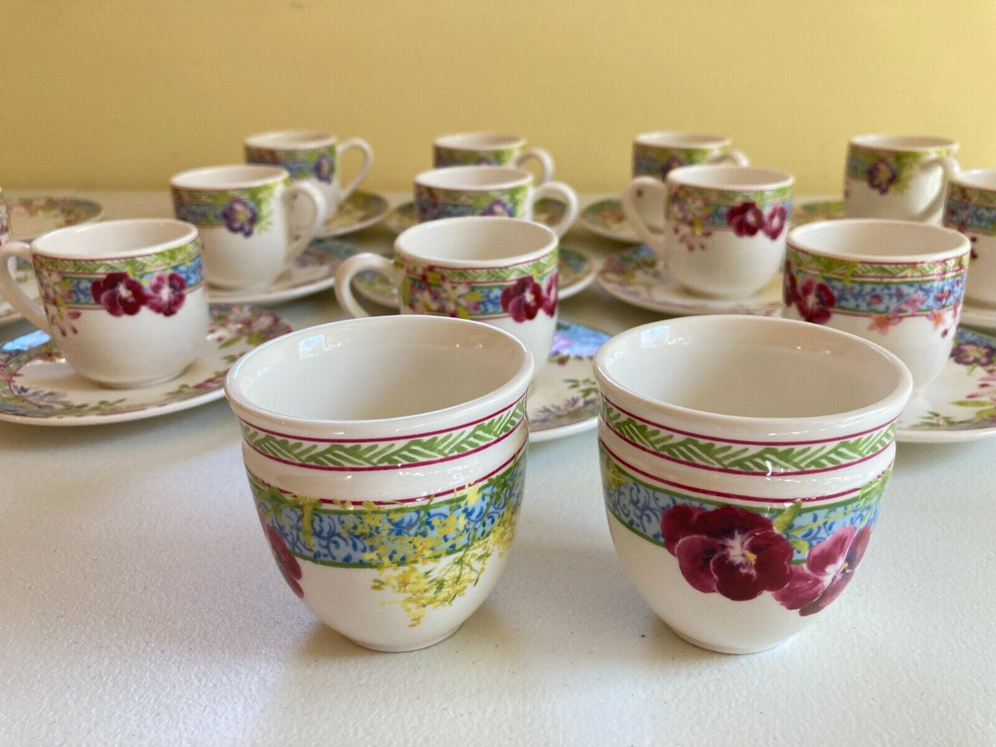 set of 10 Gien France Millefleurs espresso /demitasse coffee cups, gorgeous