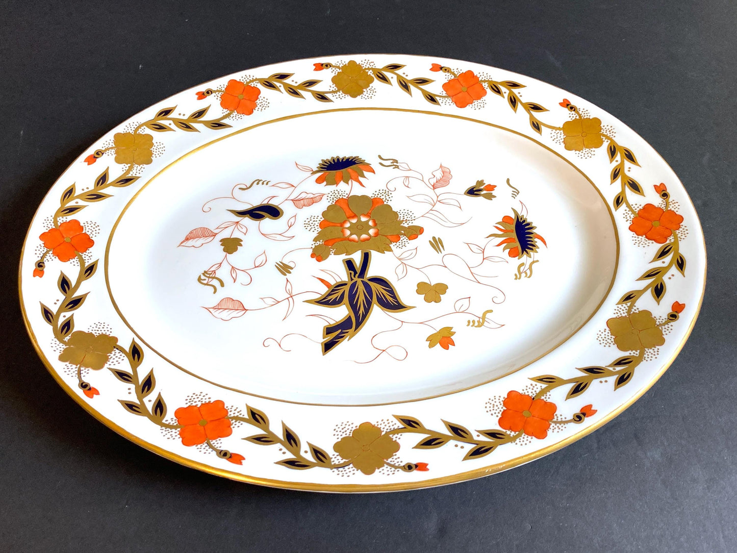 Royal Crown Derby ASIAN ROSE" Imari style oval platter, 13'', great condition, bone china, England