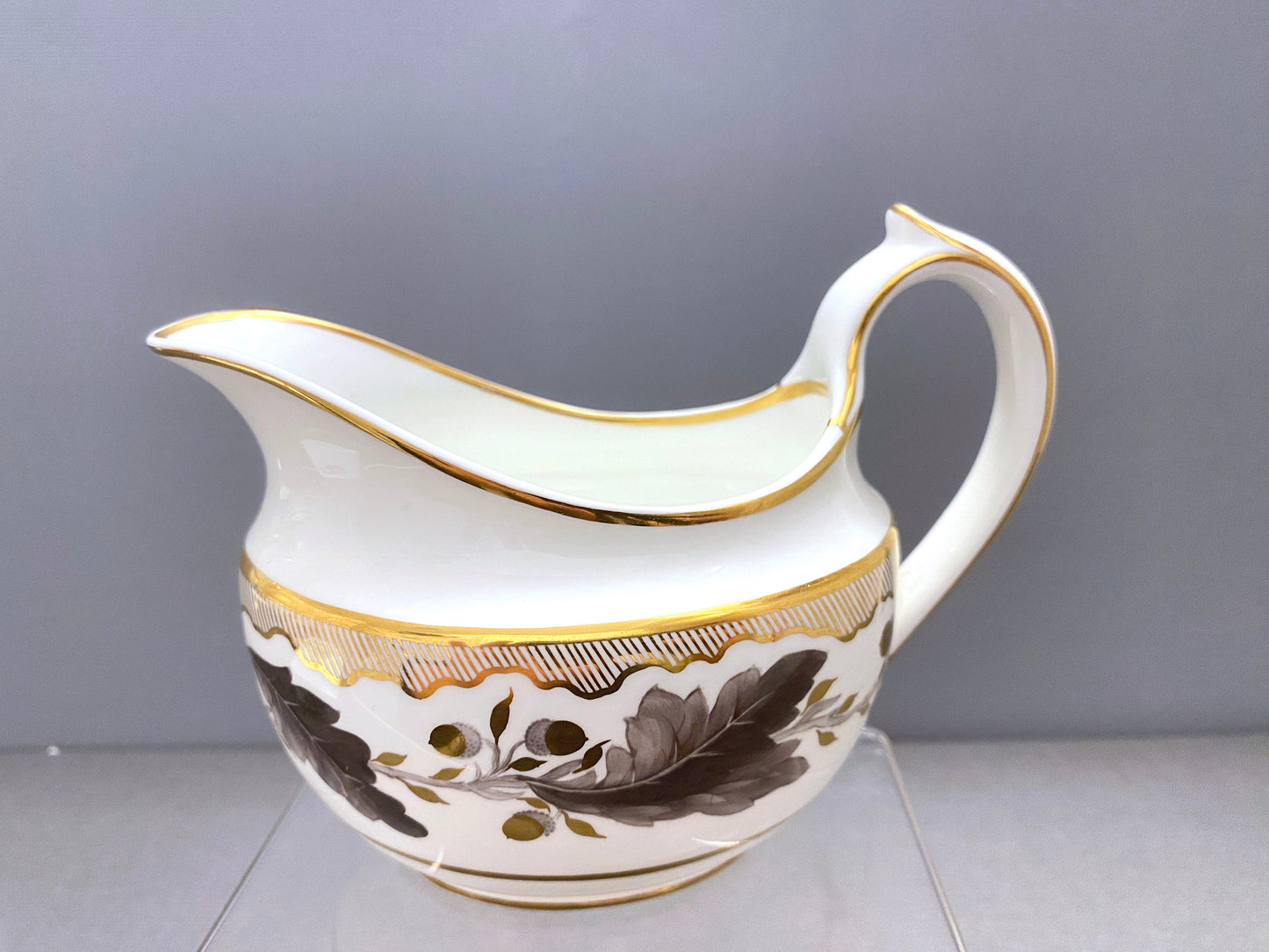 Stunning Tiffany Co. Royal Crown Derby creamer/milk pitcher, gold accent, ca.1940, rare