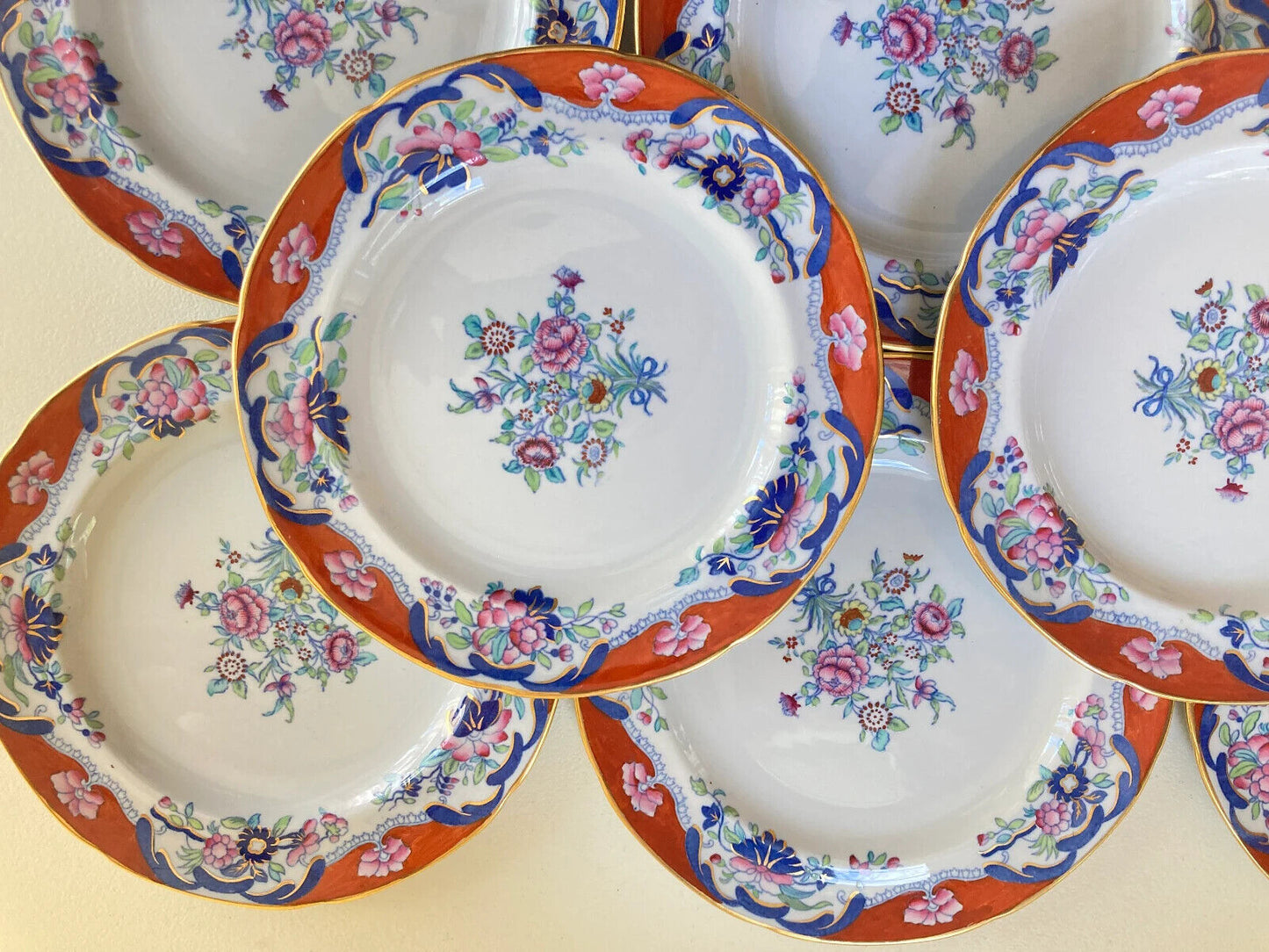 Ca.1891-1900, Set of 8 Spode Copeland for Tiffany & Co. plates 8 3/4’”, rare