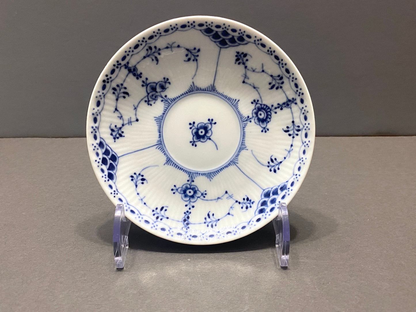 ROYAL COPENHAGEN Blue Fluted "Half Lace" No.713, tea saucer only,5 1/4 inches, 1st quality