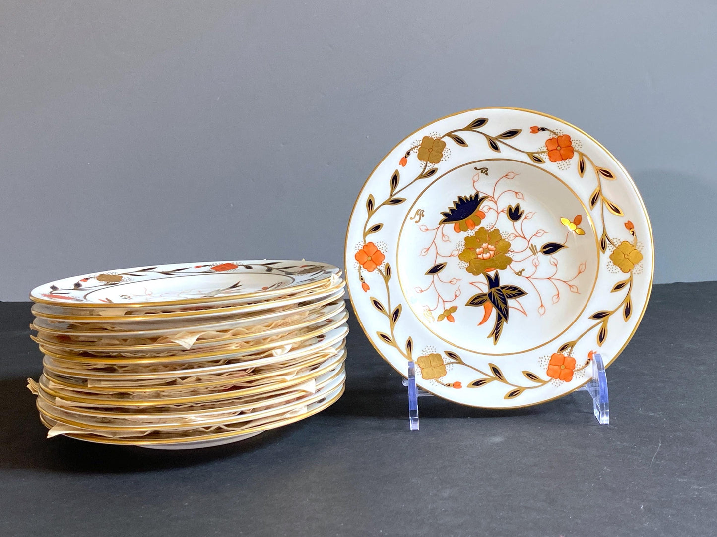 Royal Crown Derby ASIAN ROSE" Imari style bread plates, 6.25'', Set of 12 , great condition, bone china, England