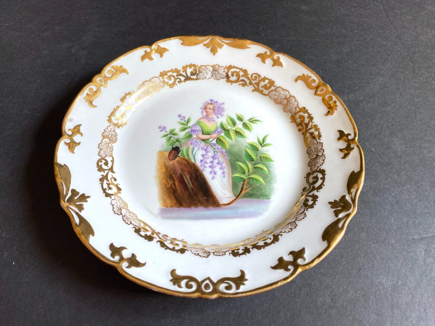 Ca.1847 Carl Tielsch 12 "Monthly Lady" Porcelain Plates, Gold Accent, VERY RARE!