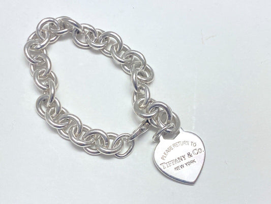 TIFFANY & CO. "RETURN TO TIFFAN" Heart Tag 925 Sterling Silver Charm Bracelet