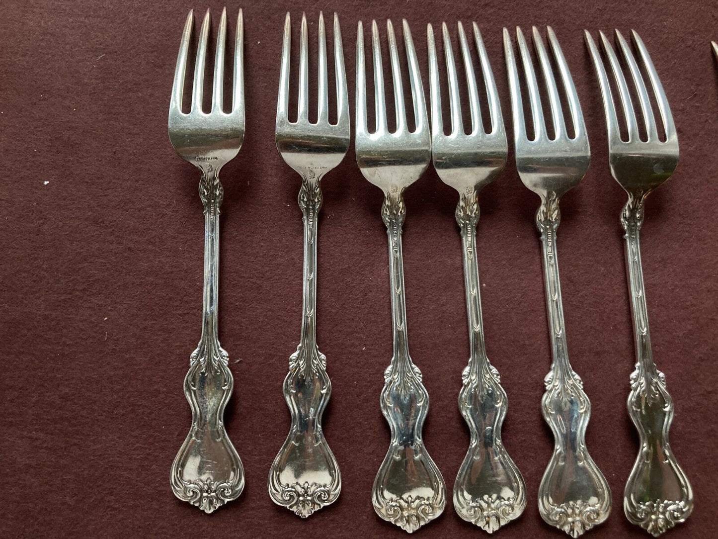 Set 14x Whiting "DUKE OF YORK'' sterling silver dinner forks, 7 3/4'' L, Y1900