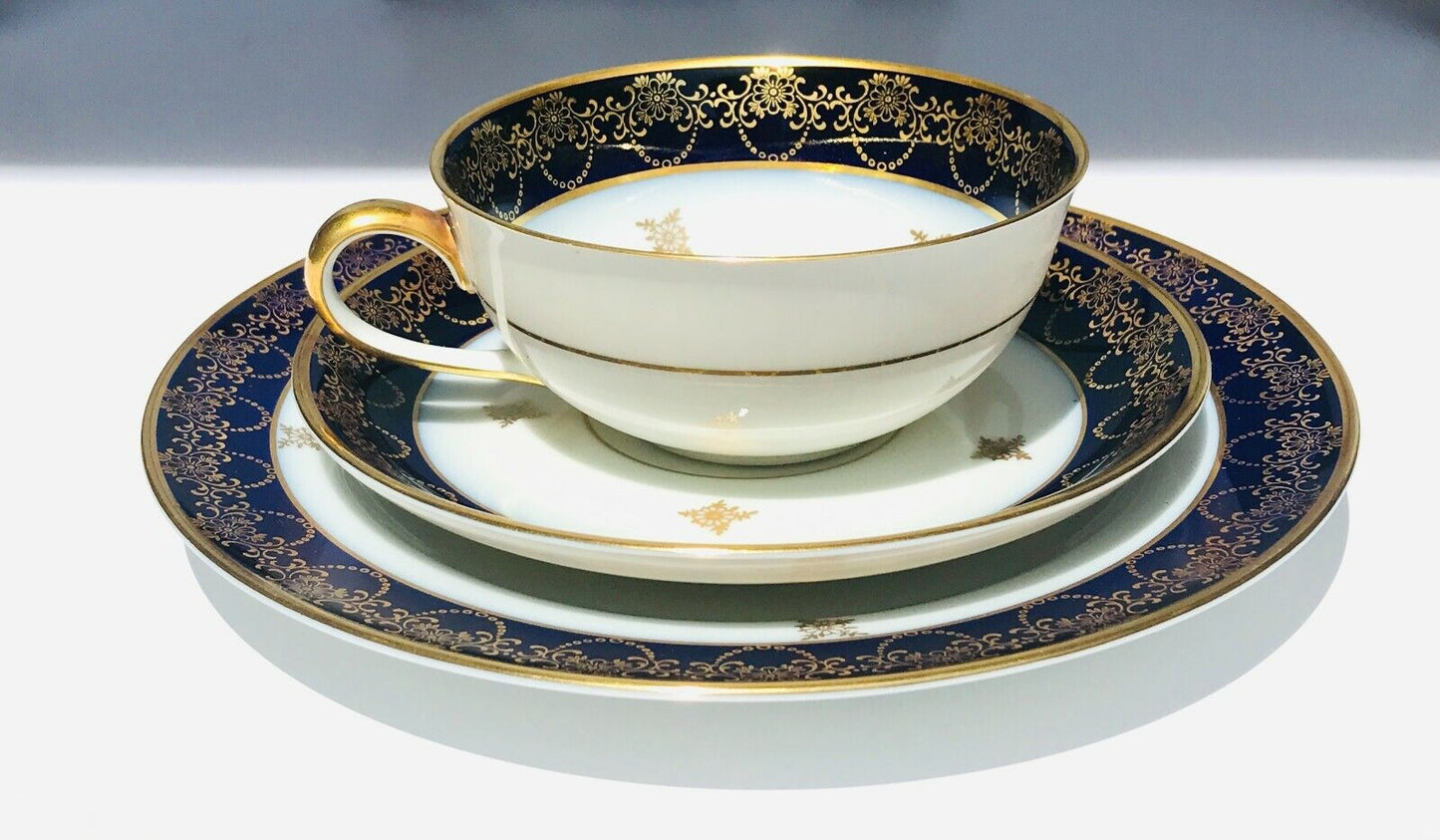 Rare! serve 10 Haviland Cobalt blue gold tea/coffee set ,Johann Haviland Bavaria