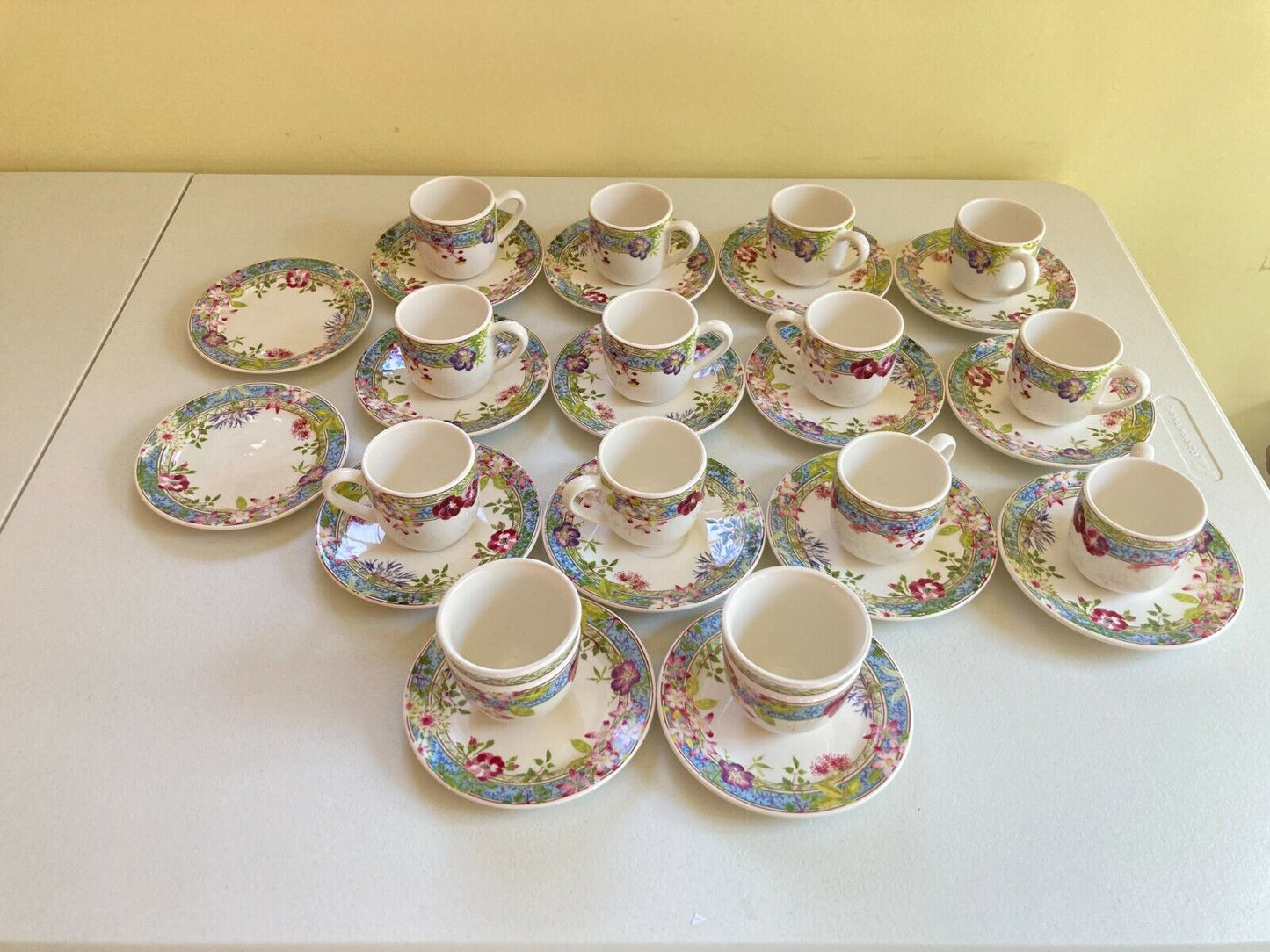 2 sets of Gien France Millefleurs espresso /demitasse coffee cup w/ saucer set