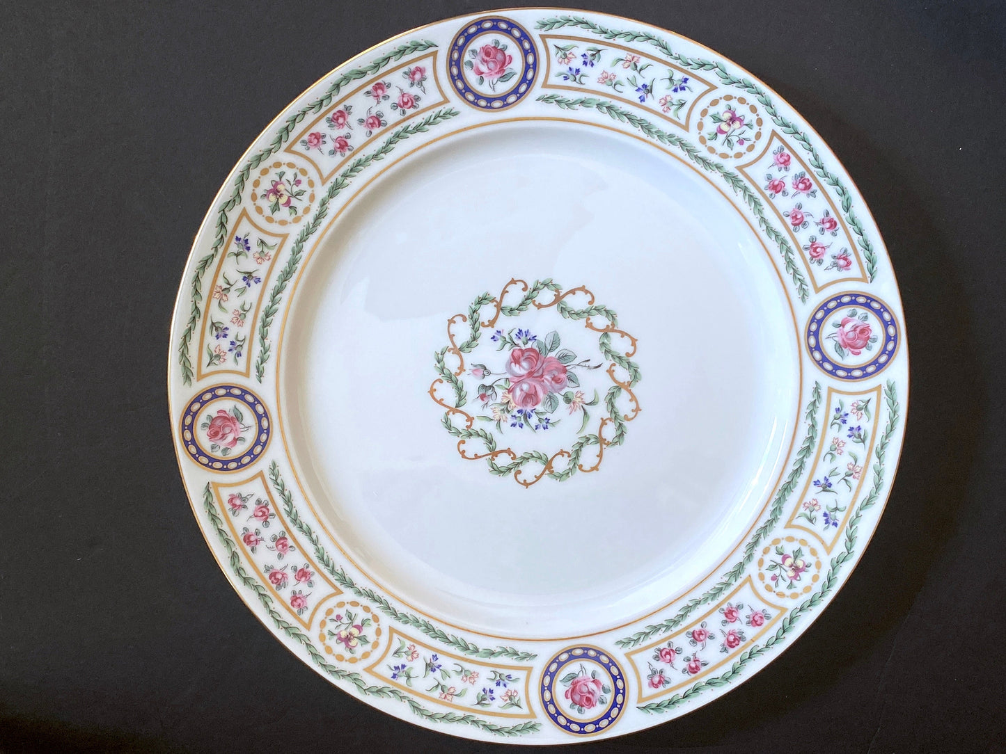 Haviland Limoges Louveciennes LARGE (12 3/8 '' ) dinner plates, set of 12, Made in France, Marvelous! MINT condition