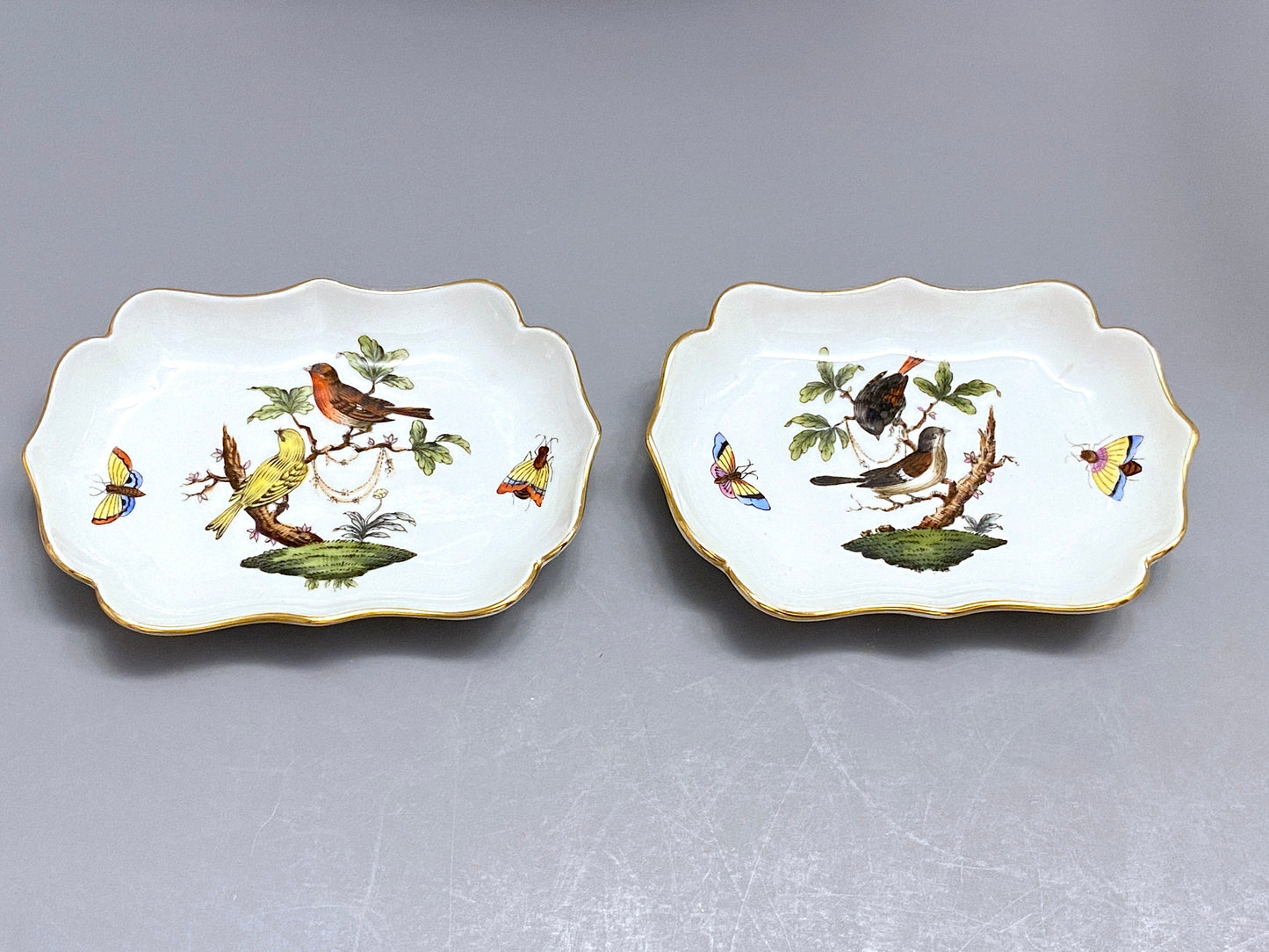 5x Herend Rothschild Bird small dishes, 680/RO, excellent, lovely gift , collection