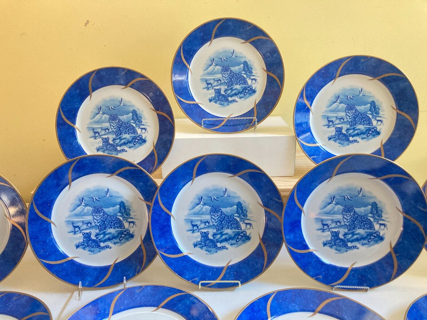 ONE Lynn Chase Leopard Lazuli Dinner Plates w/gold accents, price for 1 plate!