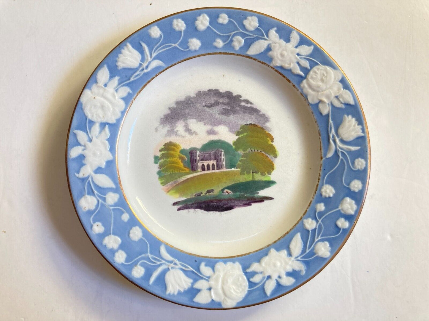 8pcs c.1812-25 New Hall porcelain English village scene 8'' plates, collectible