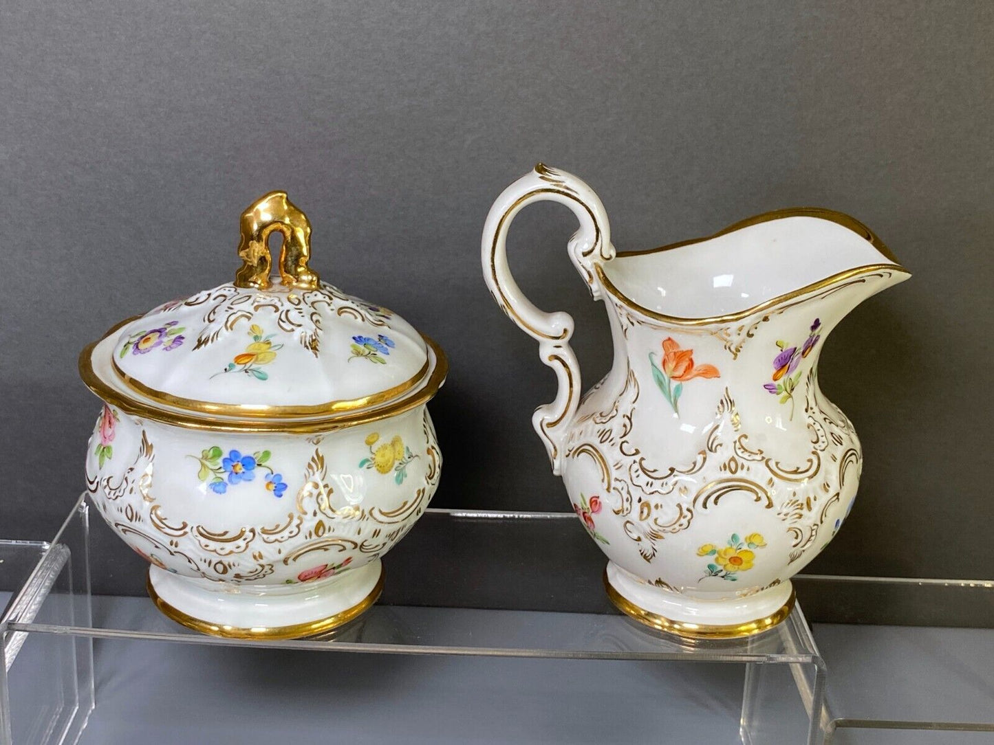 Meissen B shape coffee set for 6, scattered and 24k gold encrusted,1st quality