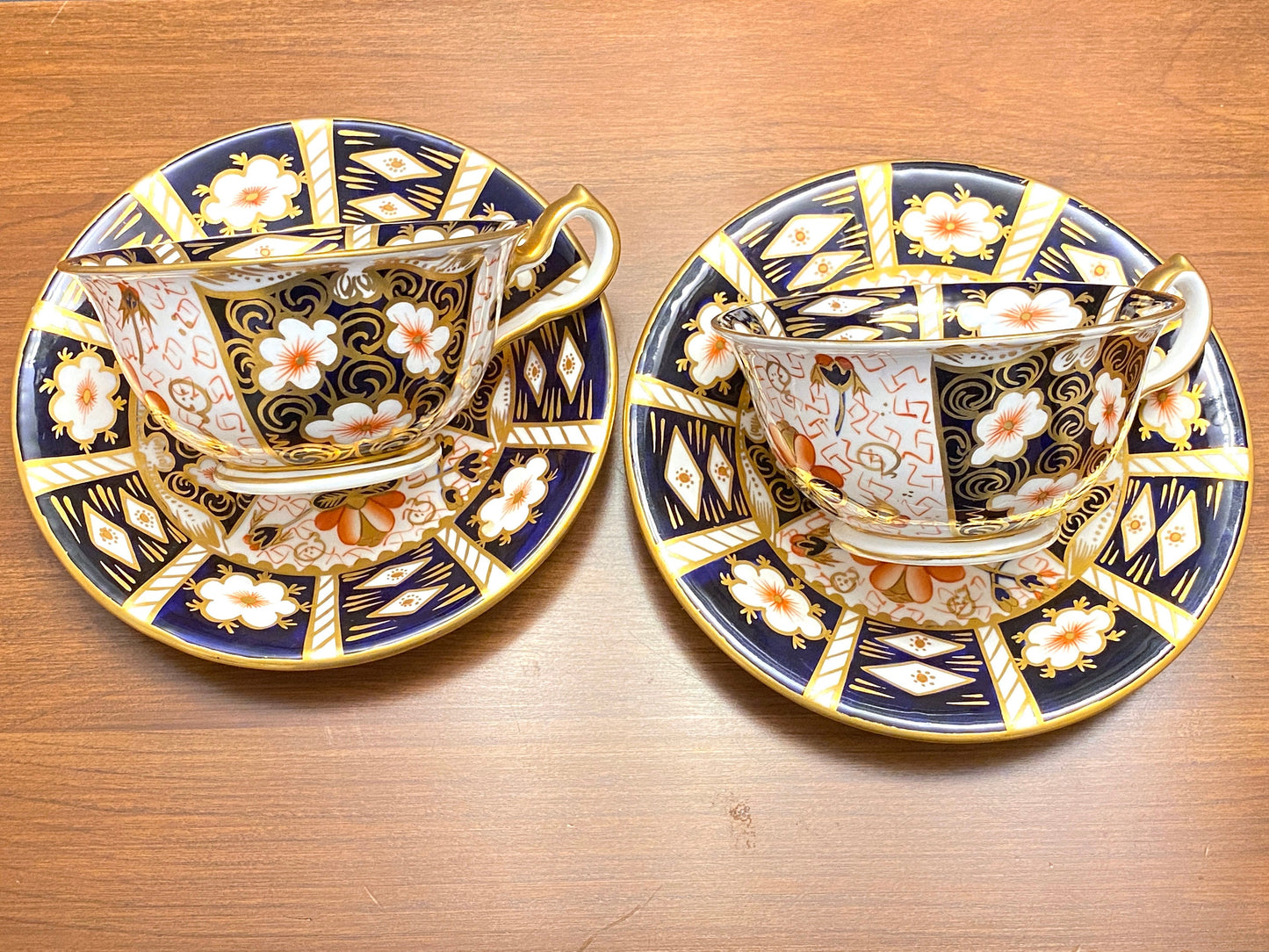 Royal Crown Derby "traditional Imari"(2451) large teacup and saucers, set of 2 (4pcs). Mint condition