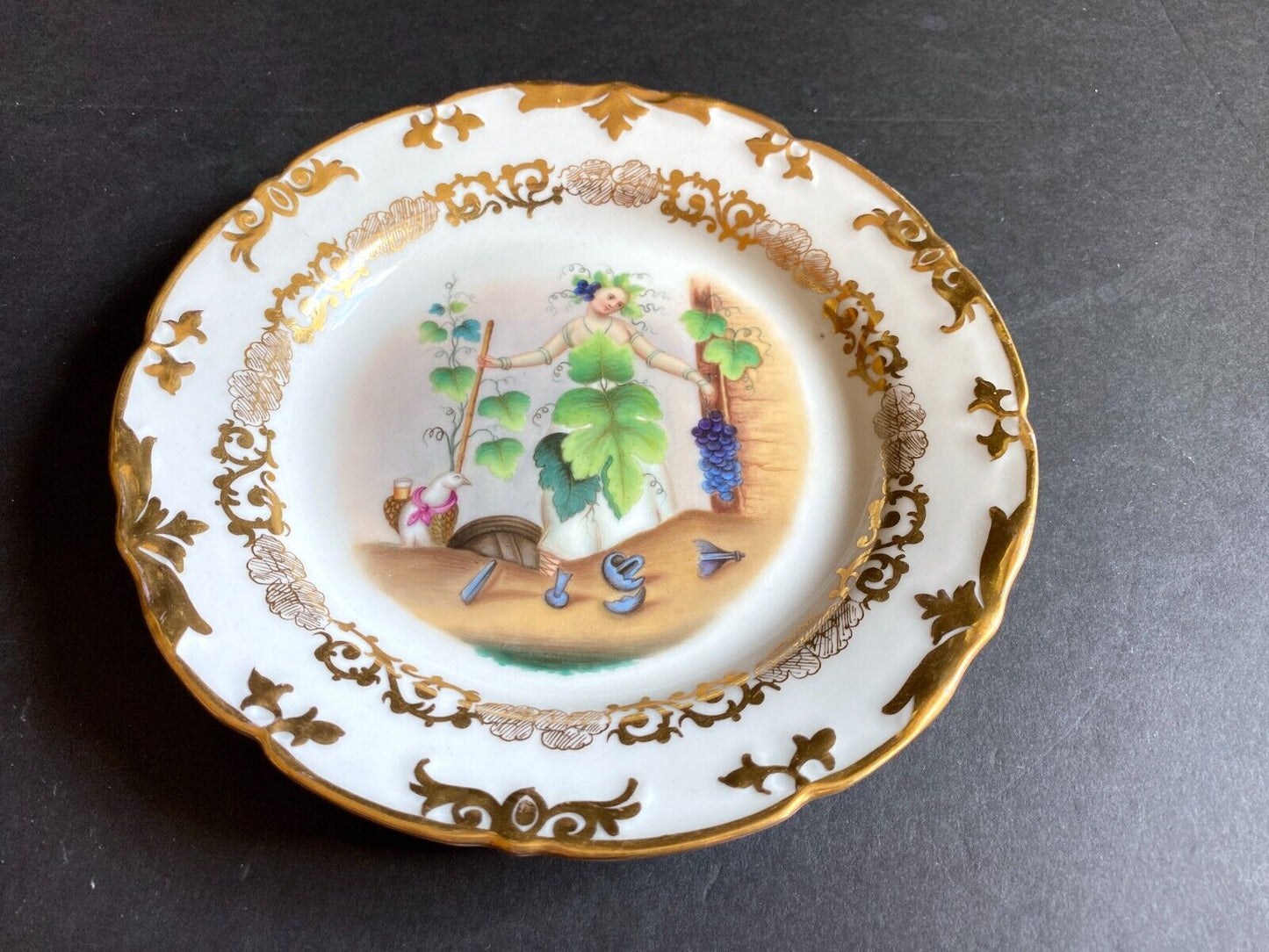 Ca.1847 Carl Tielsch 12 "Monthly Lady" Porcelain Plates, Gold Accent, VERY RARE!