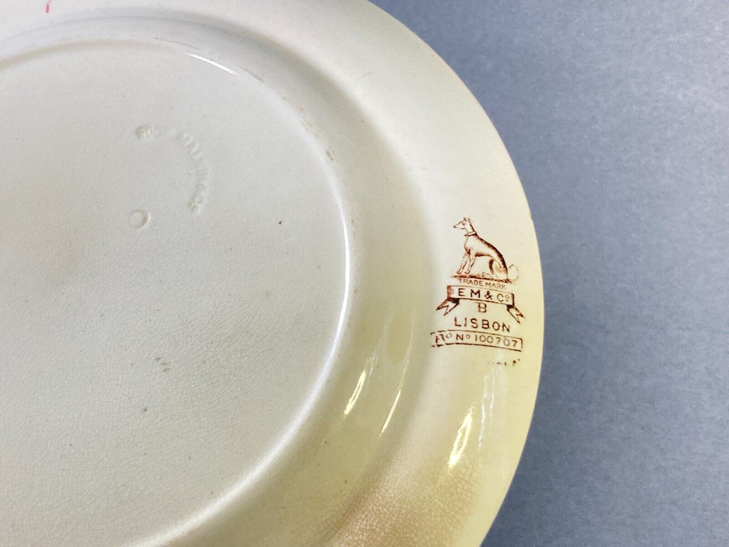 Edge Malkin & Co. Aesthetic Movement "Lisbon" transferware Cheese dish, ca.1888